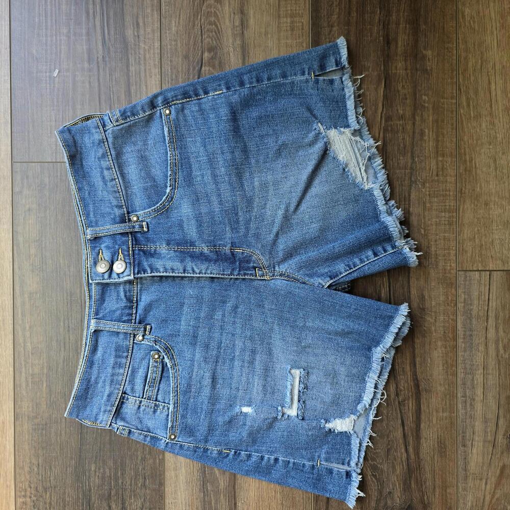 Energie Distressed Denim High Rise Shorts